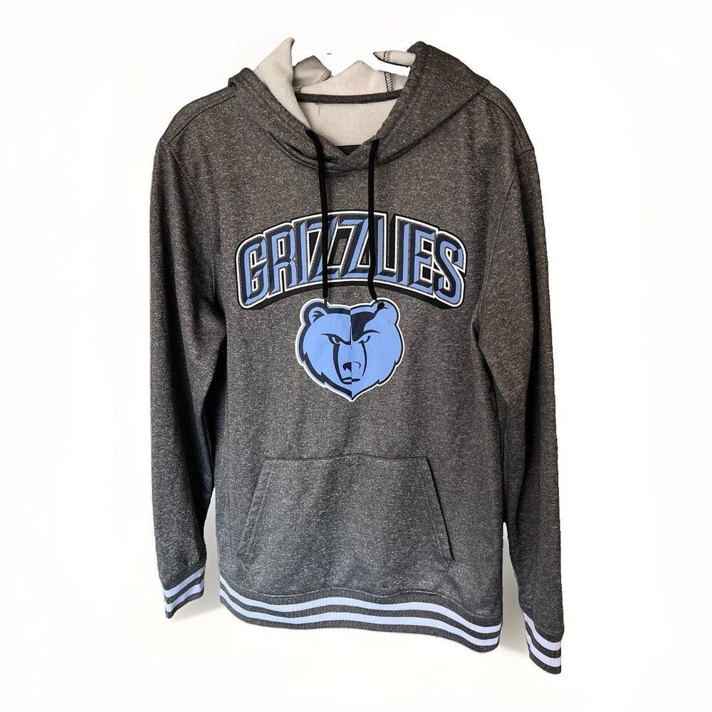 Memphis Grizzlies NBA Basketball Grey Blue Hoodie Pullover size large